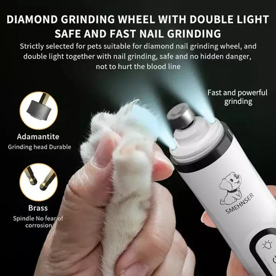 Electric Nail Grinder LED Light Cat/Dogs Nail Clippers with USB Rechargeable