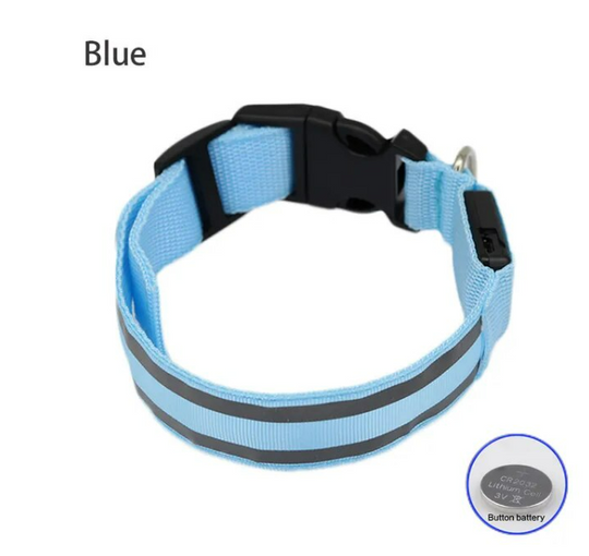 USB Rechargeable Dog collar/Nylon Reflective LED Dog Collar