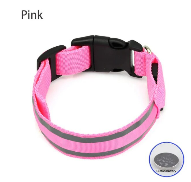 USB Rechargeable Dog collar/Nylon Reflective LED Dog Collar