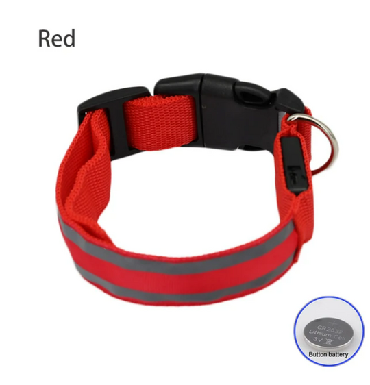 USB Rechargeable Dog collar/Nylon Reflective LED Dog Collar